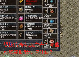 想找传奇私服广告?哪些攻略能助我快速升级? 想找传奇私服广告?哪些攻略能助我快速升级?