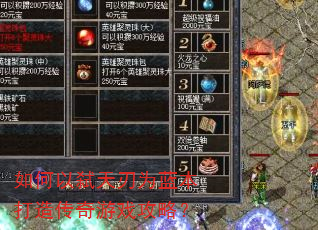 如何以弑天刃为蓝本打造传奇游戏攻略? 如何以弑天刃为蓝本打造传奇游戏攻略?